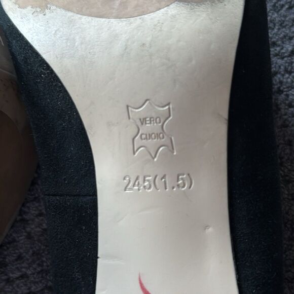 Alomore Black‎ Suede Rhinestone Bow Flats 7.5 Pointed Toe Leather Sole heels - Picture 9 of 11